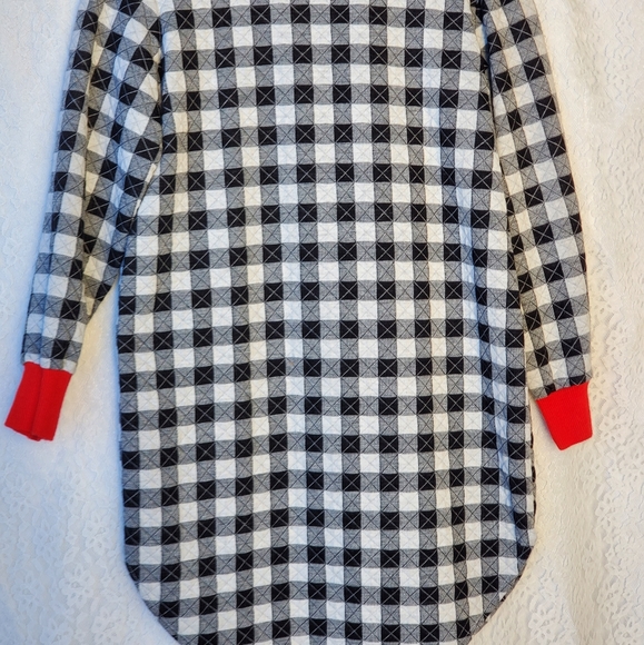 Undercover Wear shirt style long sleeve black and white checker warm sleepwear - Picture 2 of 6